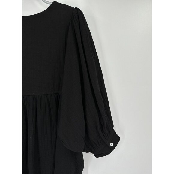 Pomander Place by Tuckernuck Black Gauze Millie Dress sz M Mini Length Swing - Picture 7 of 10